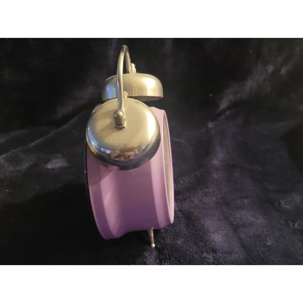 Disney Vintage Tinkerbell Alarm Clock Purple Dual Bell Collectible